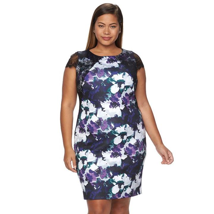 Plus Size Chaya Floral Sheath Party Dress, Women's, Size: 22 W, Ovrfl Oth