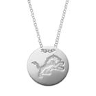 Detriot Lions Sterling Silver Team Logo Disc Pendant Necklace, Women's, Size: 18, Grey