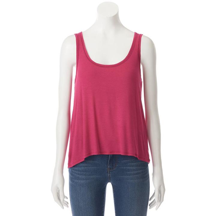 Juniors' Mudd&reg; Raw Edge Scoopneck Tank, Teens, Size: Large, Med Red