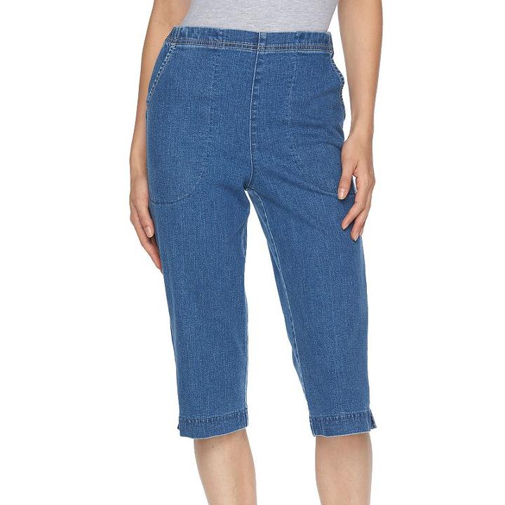 Petite Croft & Barrow&reg; Straight-leg Pull-on Capris, Women's, Size: 8 Petite, Blue