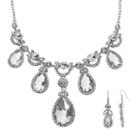 Crystal Allure Teardrop Necklace And Drop Earring Set, Women's, Size: 18