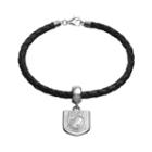 Insignia Collection Sterling Silver & Leather Pow Mia Charm Bracelet, Women's, Size: 7.5, Multicolor