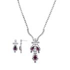 Crystal Allure Teardrop Necklace And Drop Earring Set, Girl's, Size: 18, Purple