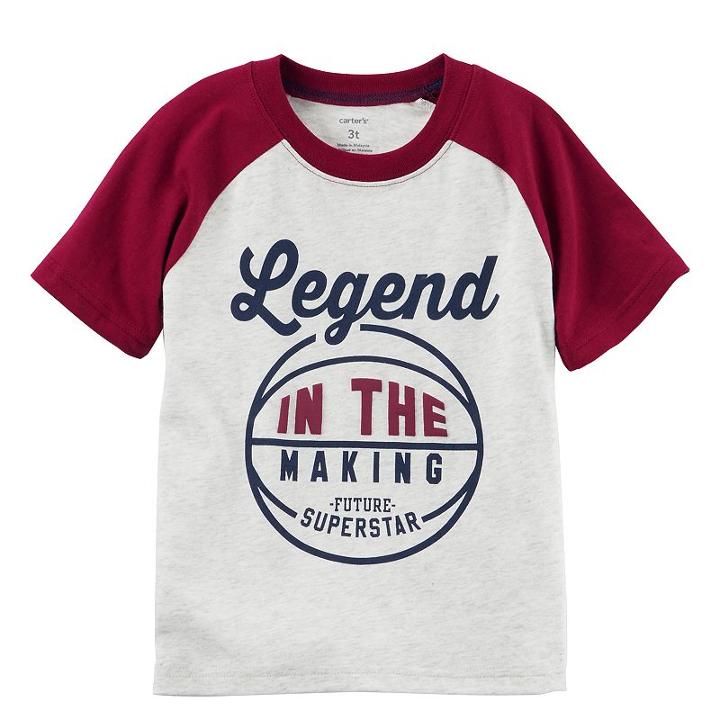 Boys 4-7x Carter's Legend In The Making Basketball Short-sleeve Tee, Size: 5, Light Grey