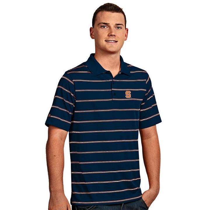 Men's Antigua Syracuse Orange Deluxe Striped Desert Dry Xtra-lite Performance Polo, Size: Small, Blue Other