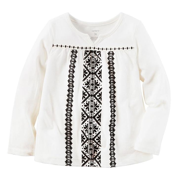 Girls 4-8 Carter's Embroidered Babydoll Top, Size: 6x, White Oth