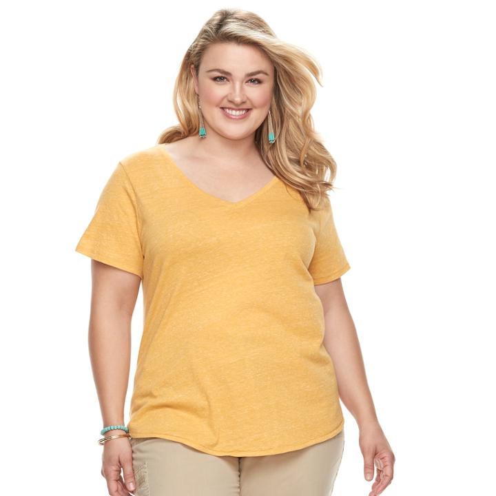 Plus Size Sonoma Goods For Life&trade; Essential V-neck Tee, Women's, Size: 3xl, Gold