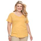 Plus Size Sonoma Goods For Life&trade; Essential V-neck Tee, Women's, Size: 3xl, Gold