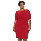 Plus Size Suite 7 Rouched Jersey Sheath Dress, Women's, Size: 16 W, Med Red