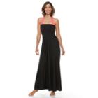 Women's Beach Scene Convertible Maxi Dress Cover-up, Size: Xl, Black