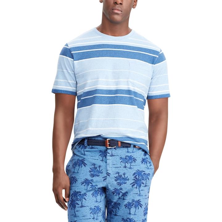 Men's Chaps Classic-fit Striped Crewneck Tee, Size: Xl, Blue
