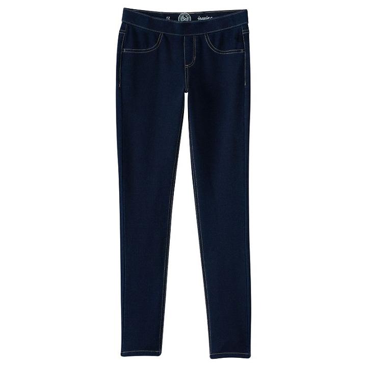 Girls 7-16 & Plus Size So&reg; Perfectly Soft Pull-on Jeggings, Size: 8, Dark Blue