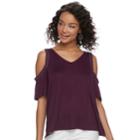 Juniors' Mudd&reg; Cold Shoulder High-low Top, Teens, Size: Xl, Purple