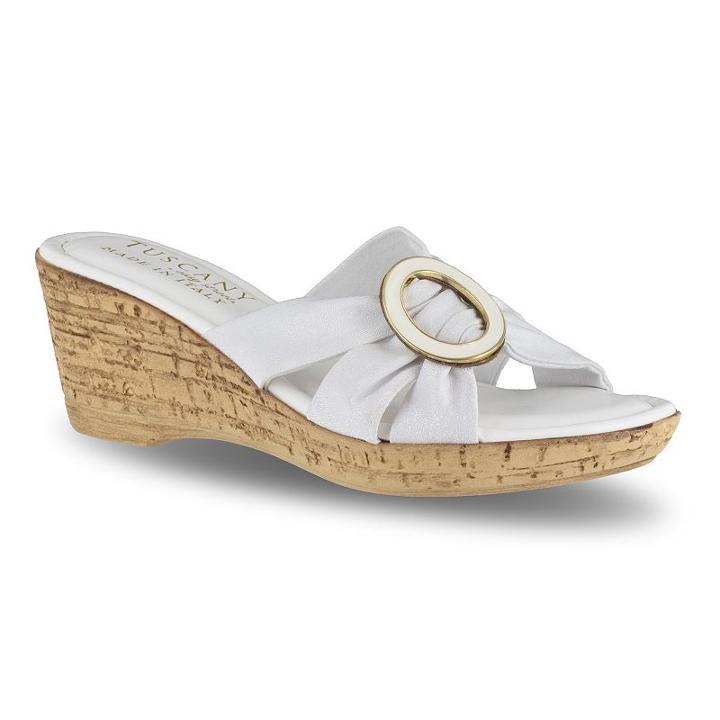 Tuscany By Easy Street Conca Women's Wedge Sandals, Size: 11 Wide, White
