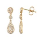 14k Gold 1/3 Carat T.w. Diamond Teardrop Earrings, Women's, White