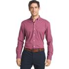 Men's Izod Advantage Sportflex Regular-fit Gingham-checked Stretch Button-down Shirt, Size: Medium, Light Red