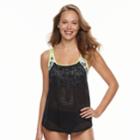 Women's N Mesh Double Up Waist Minimizer Tankini Top, Size: Small, Oxford