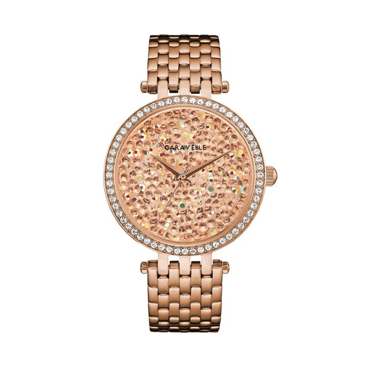 Caravelle Women's Crystal Pave Stainless Steel Watch - 44l236, Size: Medium, Yellow