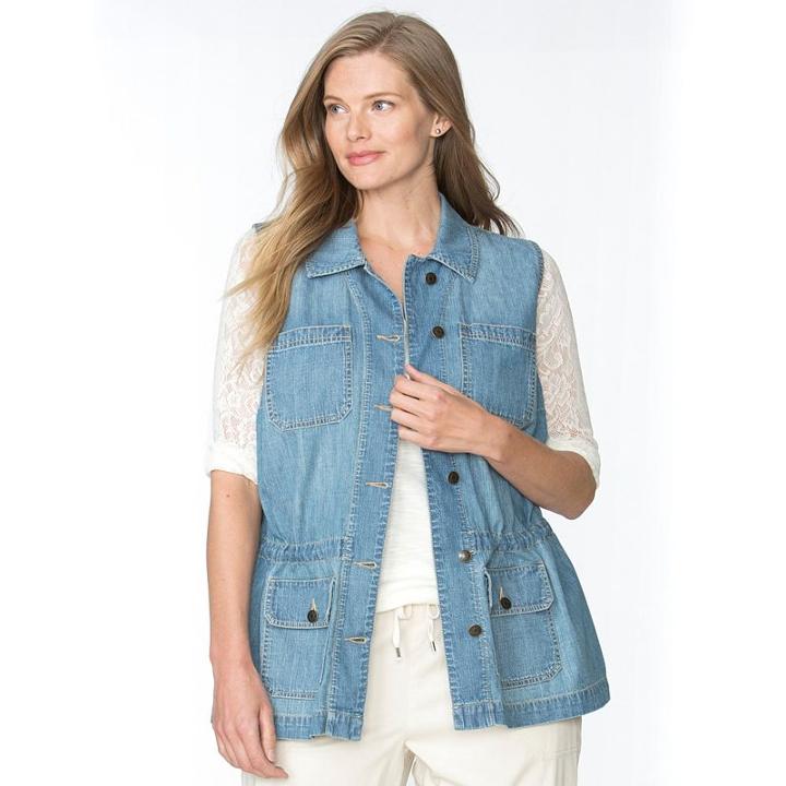 Plus Size Chaps Jean Vest, Women's, Size: 2xl, Blue