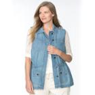 Plus Size Chaps Jean Vest, Women's, Size: 2xl, Blue