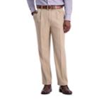 Men's Haggar&reg; Cool 18&reg; Pro Classic-fit Wrinkle-free Pleated Expandable Waist Pants, Size: 44x29, Med Beige