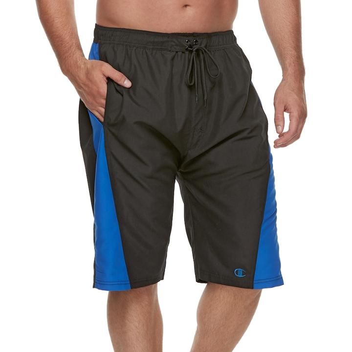 Big & Tall Champion Side-striped Microfiber Board Shorts, Men's, Size: 5xb, Black