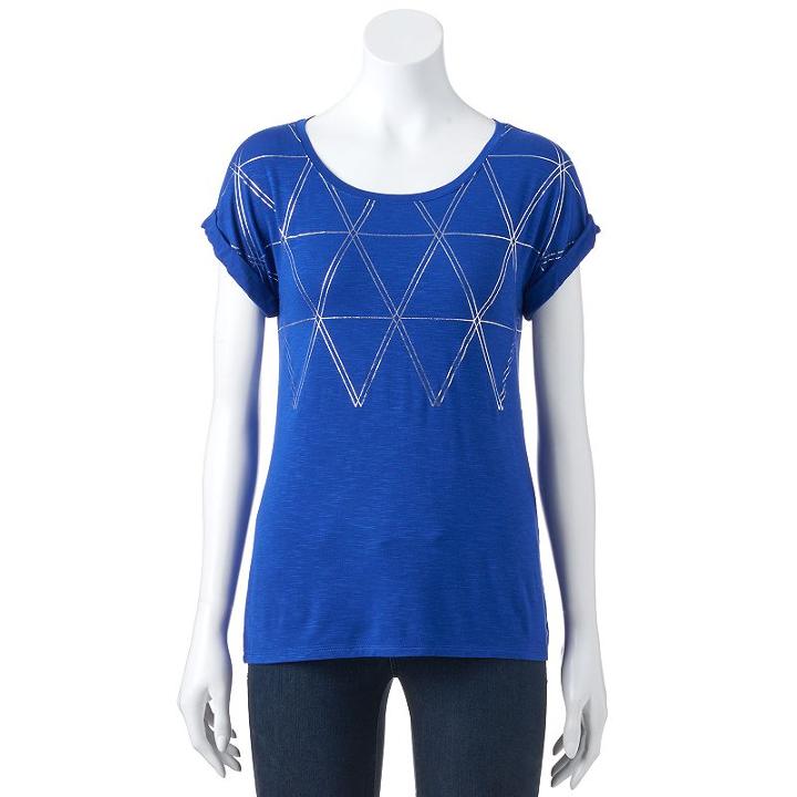 Women's Apt. 9&reg; Roll Cuff Tee, Size: Xl, Blue