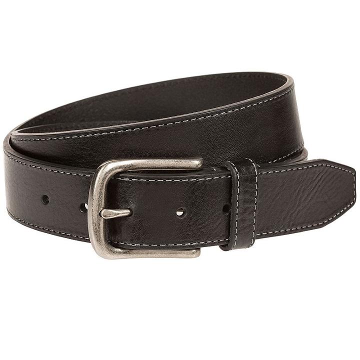 Men's Bill Adler Contrast Stitched Leather Belt, Size: 42, Black