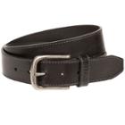 Men's Bill Adler Contrast Stitched Leather Belt, Size: 42, Black