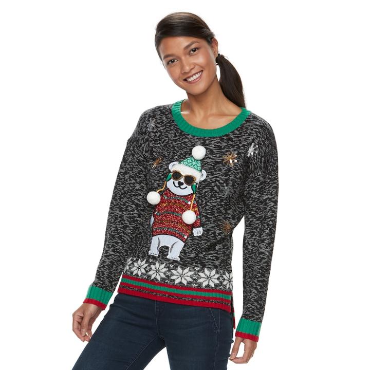 Women's Embellished Christmas Sweater, Size: Xs, Multicolor
