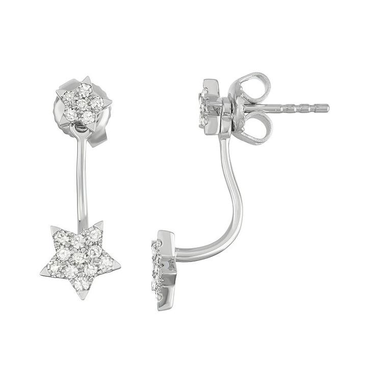 14k White Gold 1/3 Carat T.w. Diamond Star Jacket Earrings, Women's