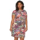 Plus Size Suite 7 Watercolor Striped Shift Dress, Women's, Size: 18 W, Ovrfl Oth