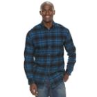 Men's Croft & Barrow&reg; True Comfort Plaid Classic-fit Flannel Button-down Shirt, Size: Xxl, Dark Blue