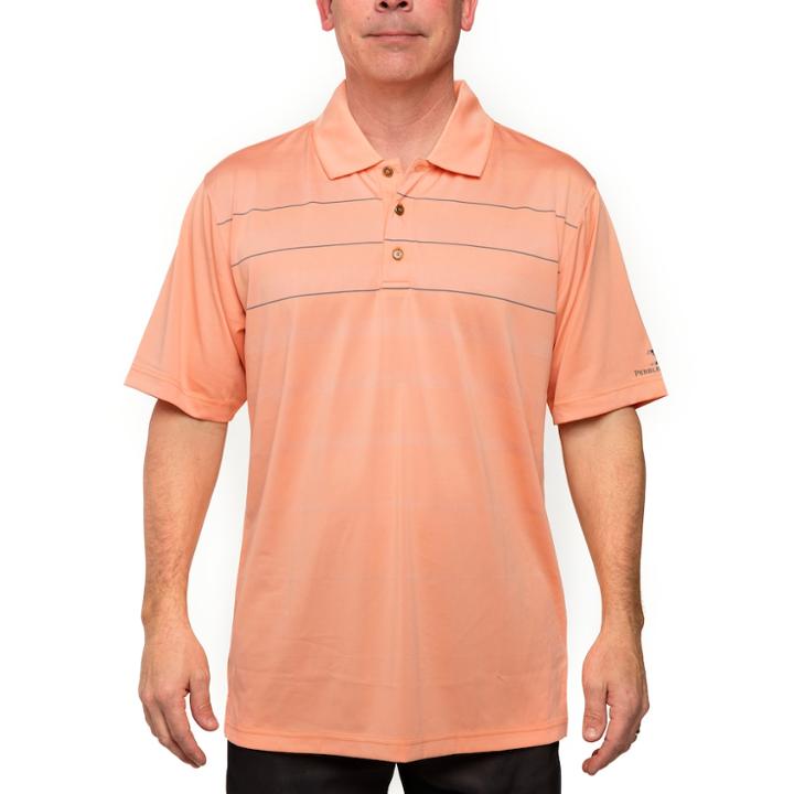 Men's Pebble Beach Classic-fit Gradient-striped Performance Golf Polo, Size: Large, Drk Orange