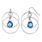 Blue Teardrop Double Circle Drop Earrings, Women's