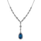 1928 Blue Teardrop Halo Y Necklace, Women's, Size: 16, Multicolor