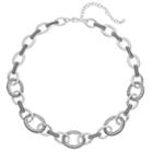Napier Filigree Oval Link Collar Necklace, Women's, Silver