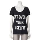 Juniors' Hanging With My Friends Get Over Your Selfie Graphic Tee, Teens, Size: Medium, Black