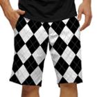 Men's Loudmouth Argyle Golf Shorts, Size: 34, Black