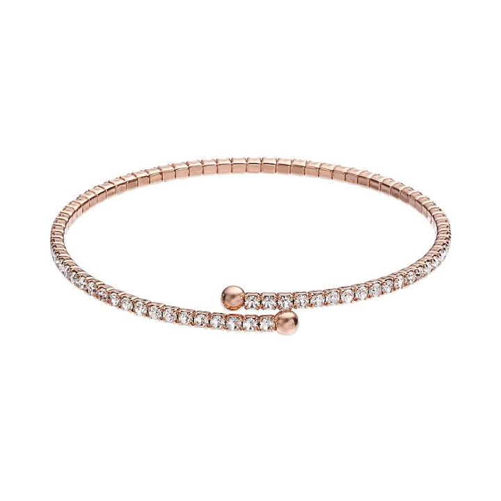 Duchess Of Dazzle Crystal 14k Rose Gold-plated Bangle Bracelet, Women's, Grey