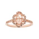 14k Rose Gold Over Silver Morganite & White Zircon Flower Ring, Women's, Size: 8, Pink
