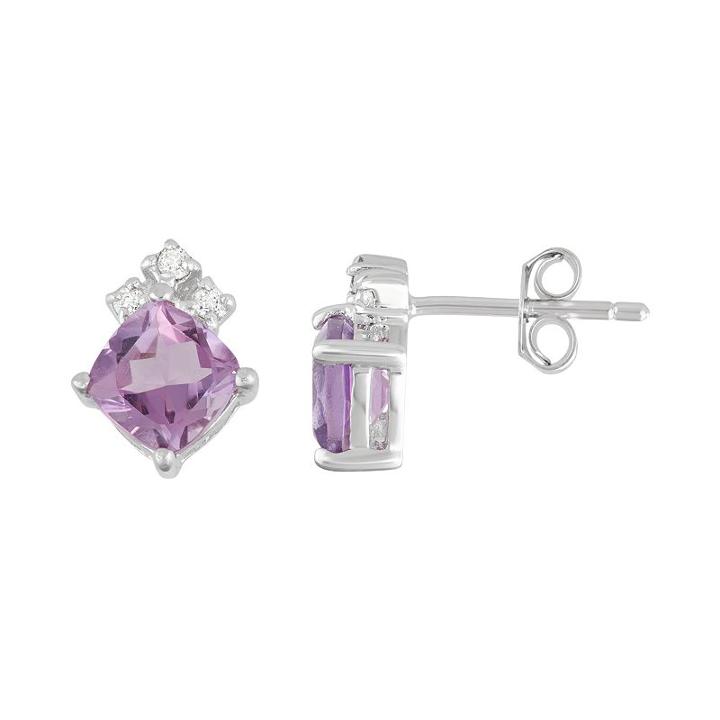 Journee Collection Sterling Silver Cubic Zirconia Stud Earrings, Women's, Purple