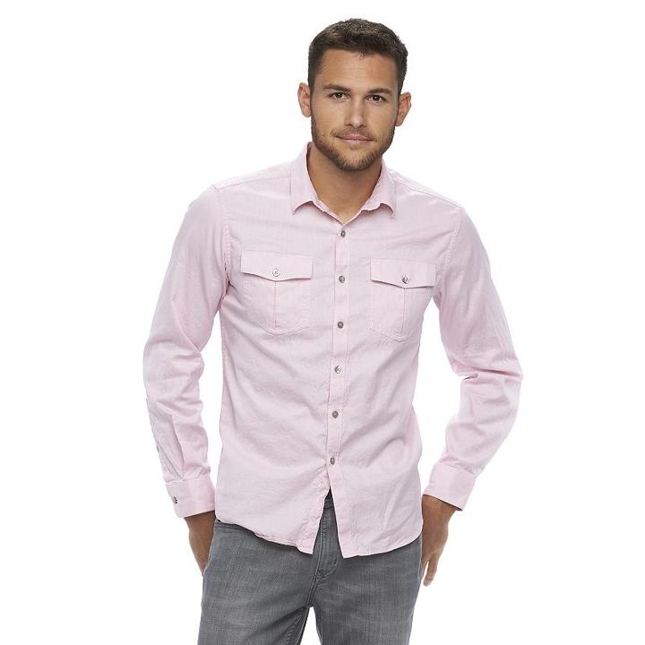 Men's Marc Anthony Slim-fit Textured Stretch Button-down Shirt, Size: Large, Brt Purple