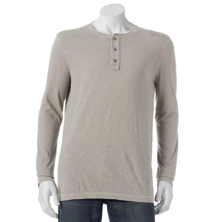 Big & Tall Sonoma Goods For Life&trade; Classic-fit Garment-dyed Slubbed Henley, Men's, Size: Xl Tall, Med Grey