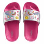 Girls 4-16 Elli By Capelli Sticker Print Holographic Slides, Size: 1/2, Dark Pink