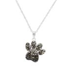 Hue Sterling Silver Crystal Dog Paw Print Pendant Necklace, Women's, Size: 18, Black