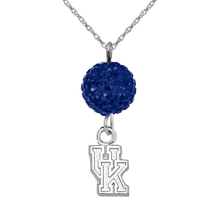 Kentucky Wildcats Sterling Silver Crystal Logo Y Necklace, Women's, Blue
