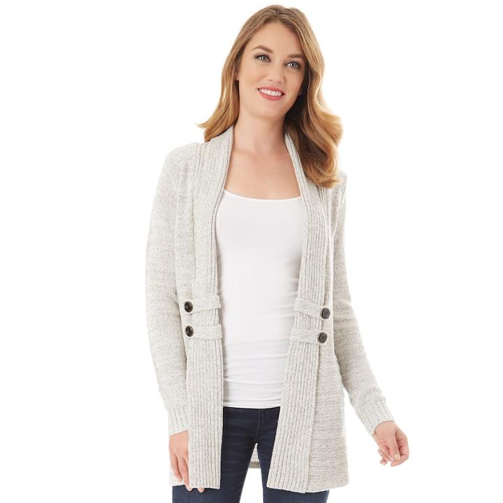 Women's Apt. 9&reg; Button-tab Cardigan, Size: Xxl, Ivory