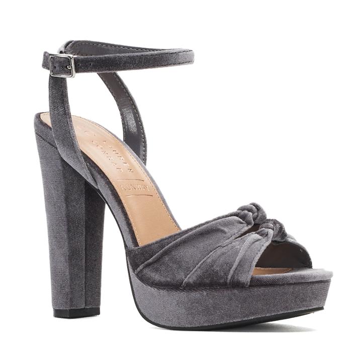Lc Lauren Conrad Rosinca Women's Velvet Platform High Heels, Size: 7.5, Grey