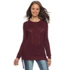 Juniors' So&reg; Lace-up Tunic Sweater, Teens, Size: Xs, Red
